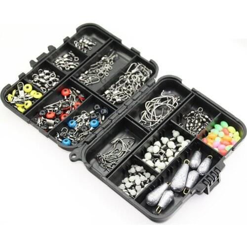 176pcs/box Fishing Accessories Kit Including Jig Hooks fishing Sinker weights fishing Swivels Snaps with fishing tackle box