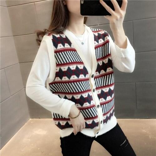 19628 (June 1 row of no. 1) make geometric national wind stripe vest cardigan 39
