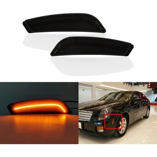2x For Cadillac CTS / CTS V 2003-2007 Front Amber Smoked Led Side Marker Lights Turn Signal Lamp