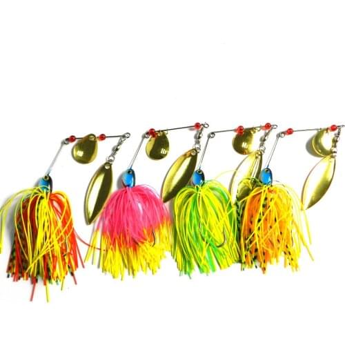 4pcs 17g Spinnerbait Fish Metal baits Sequin Beard fishing tackle rubber jig Soft Fishing lure