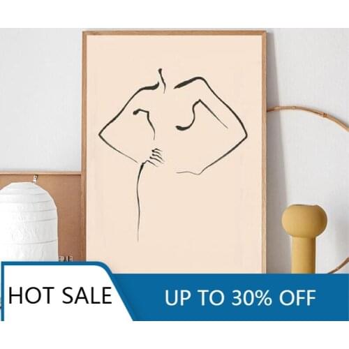 Abstract Woman Body Fine Line Drawing Boho Wall Art Canvas Painting Posters Prints Wall Decor Scandinavian Home Decoration