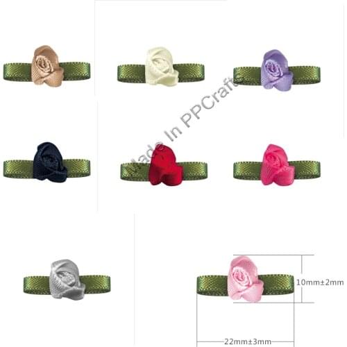 22x10MM Satin Ribbon Foliage Bud Flower With Bead For Packing Cloth Hairbow DIY Crafts 200pcs Free Shipping