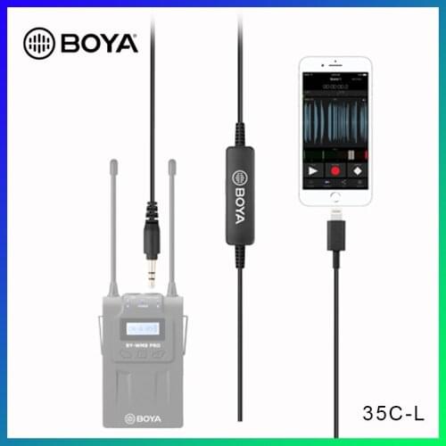3.5mm TRS to Lightning Connector Audio Cable, BOYA Microphone Adapter for by-MM1, WM8 PRO, UM48C, UWMIC9, WM4 PRO Wireless Mic