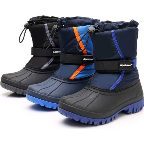 Childrens Winter Snow Boots For Kids Girls Casual Cotton-Padded Warm Shoes Boys Anti-Slip Waterproof Rubber Sole Baby Plush