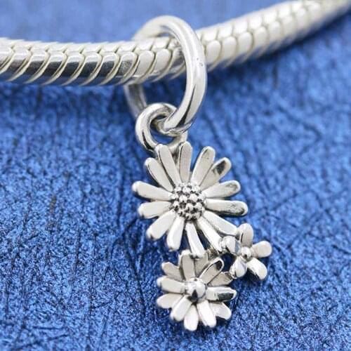 Original Vintage Daisy Flower Bouquet Pendant Beads Fit 925 Sterling Silver Bead Charm Bracelet Bangle Diy Jewelry