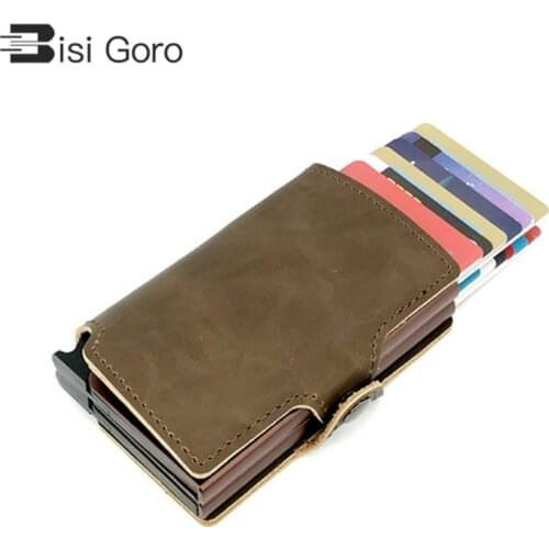 Bisi Goro Vintage Business Credit Card Holder Hasp 2 Metal Aluminium Card Wallet Anti Rfid Passport Case Black Visitekaarthouder