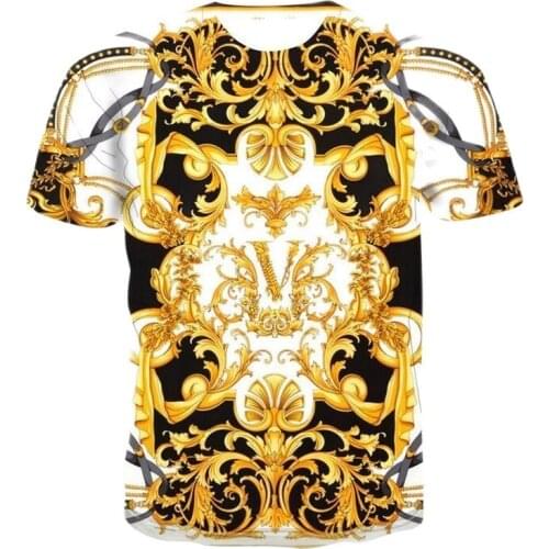2021 Summer Latest Fashion Mens Oversized T-shirt 3D Anime Baroque Print Round Neck Short Sleeve Casual Sports Top