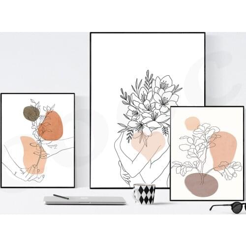 Line Geometry Draw Gallery Wall Art Pictures Hugging Couple Abstract Art Prints Canvas Painting Living Room Decor