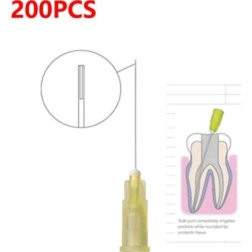 200PCS 30GA Irrigation Needle Tip Dental Endo End-Closed Side Hole Endo Syringe Root Canal Washing Needle Tip
