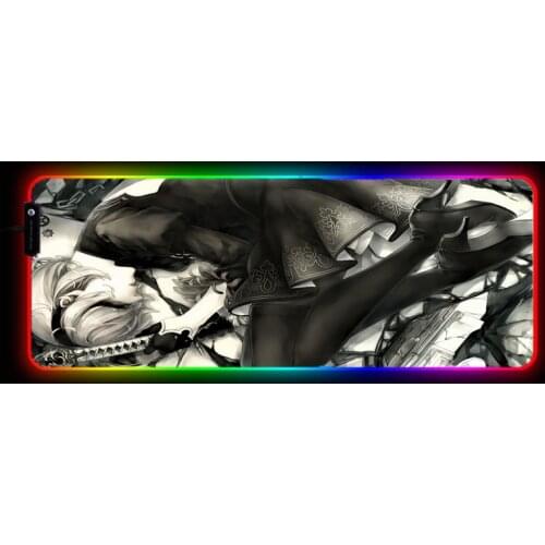 Nier Automata Anime Gaming Computer Mousepad RGB Large Mouse Pad Gamer XXL Mouse Carpet Big Mause Pad Desk Play Mat with Backlit