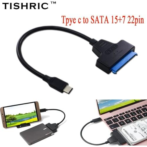 TISHRIC Cable Adapter Type-C To SATA 15+7 22pin Hard Drive Converter Connector Cables For Macbook To 2.5" HDD SSD