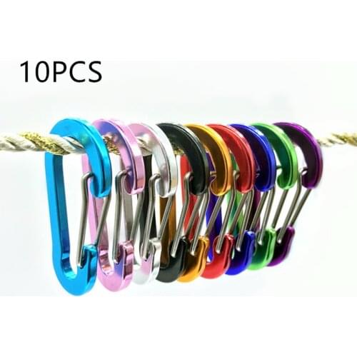 10Pcs M6 Aluminum Alloy Carabiner Keychain Outdoor Camping Climbing Snap Clip Lock Buckle Hook Fishing Tool 9 Colors