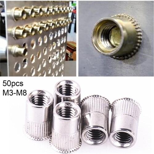 50Pcs M3-M8 Rivet Nuts Countersunk Head Corrosion-resistant Stainless Steel Multipurpose Nutsert Caps for Automobile Tools