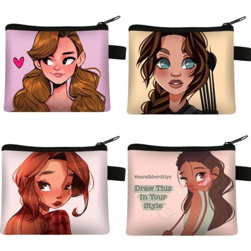 Cute Girls Print Coin Purse Africa Women Fashion Mini wallet Ladies Lipstick Bag Female Keys Credit Card For Coin Holder