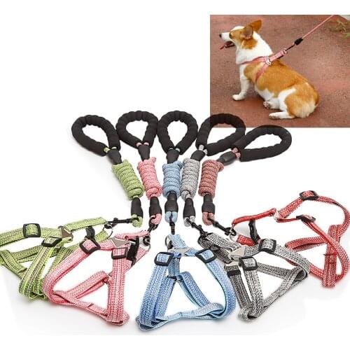 Dog Cat Harness Leash Adjustable Reflective Harness Leash Collar for Cat Small Dog Outdoor Walking Chihuahua Terier