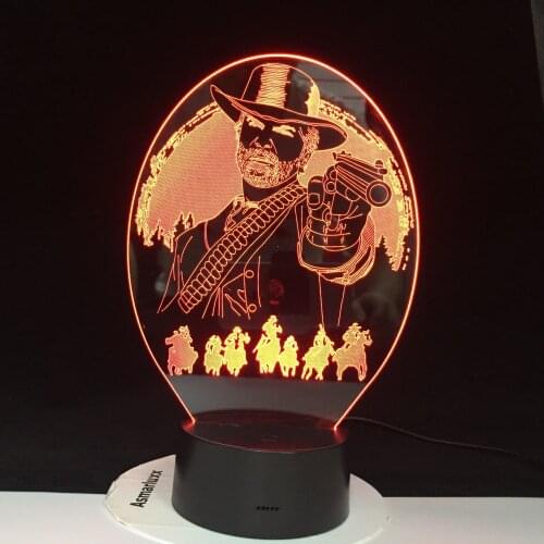 Red Dead Redemption Bedroom Decor Game USB Night Light lamparas For Christmas Gift Home Decor Accessories 3D Led Lamp Dropship