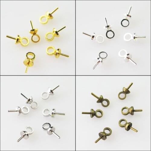 Fashion 200Pcs Eye Pin Pearl Pendants Charms w/2.5mm Cup Connectors DIY 2.5x6.5mm