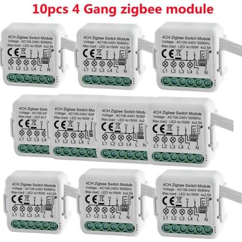 Tuya ZigBee Switch Module 4 Gang Modification Module Device Timing AP/Voice Control for Alexa Google Home Need Used with Gateway