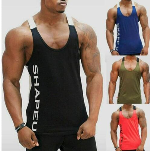Men Gym Muscle Singlet Tank Top Tee Shirt Bodybuilding Sport Workout Athletic Shirt Fitness Vest T-shirts