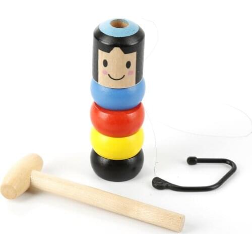 Unbreakable Wooden Man Magic Game Toy Gifts Set Children Christmas Gifts Wooden Doll Magnetic Magic Tricks Kid Classic Toys