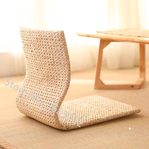 Natural grass Woven Chinese Floor Legless Chair For Living Room Furniture Asian Traditional Tatami Japanese Chair Design