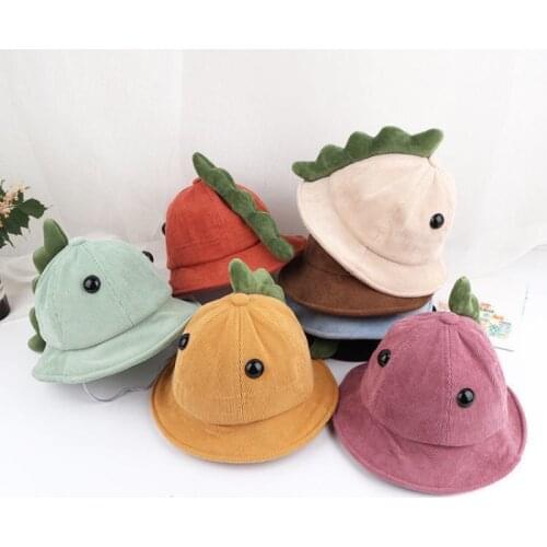 2021New Baby Hat Autumn and winter Fisherman hat Cute cartoon Basin cap corduroy keep warm sunshade Goods in stock