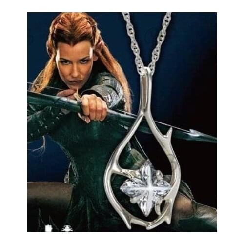 The Elf Tauriel Necklace Tolkien Bilbo Baggins Crystal Silver Color Pendant Fashion Hot Movie Jewelry Women Cosplay Wholesale