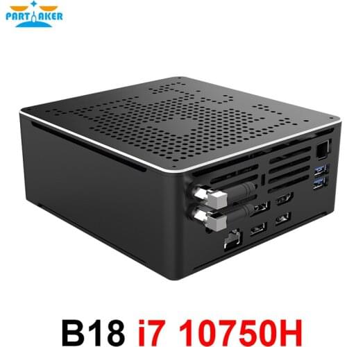 Partaker Intel i7 10750H Gaming Mini PC Windows 10 2 Intel Lans Desktop Computer PC System 2*DDR4 2*M.2 AC WiFi 4K HTPC HDMI DP