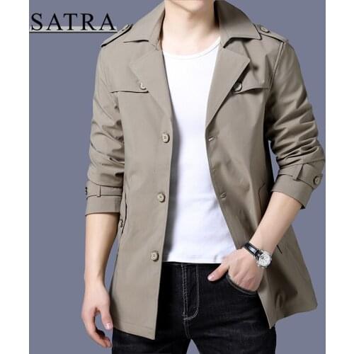 SATRA 2021 New Arrival High Quality Spring And Autumn Business Casual Slim Wind Coat Men, Mens Fashion Long Jacket