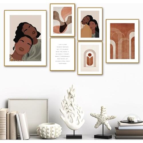 Nordic Abstract Geometric Posters And Prints Terracotta Sisters Canvas Painting Wall Art Pictures Bedroom Interior Home Decor