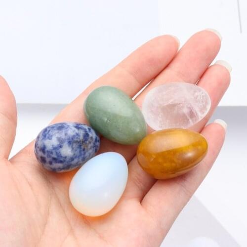 Egg/Moon Shape Natural Crystal Stone Ornament Amethyst Rose Quartz Polished Healing Stone Home Statue Decor Gift for Collection