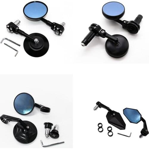 Top Quqlity Black Round Metal Motorcycle Handlebar Mirror Cafe Racer Moto Bar End Mirrors CNC Motorbike Side Mirror Classic
