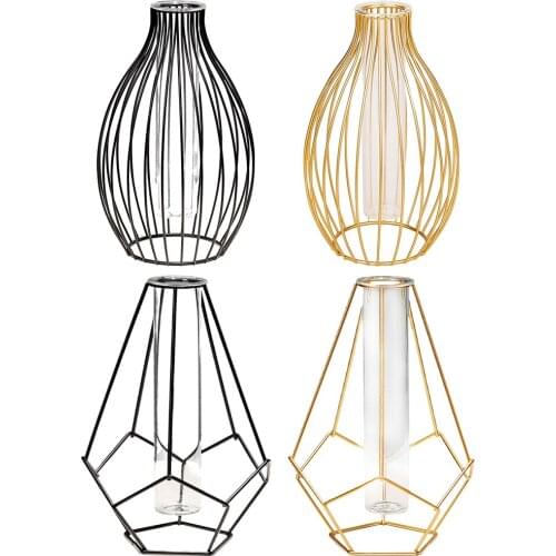 Iron Art Frame Vase Test Tube Planter Geometric Plant Pot Desktop Office