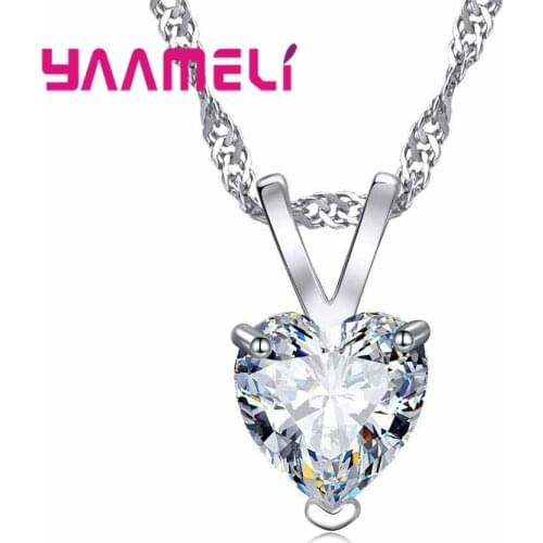 Low Price Heart Pendant Necklace For Women 925 Sterling Silver Romantic Top Quality CZ Jewelry Necklaces Free Shipping