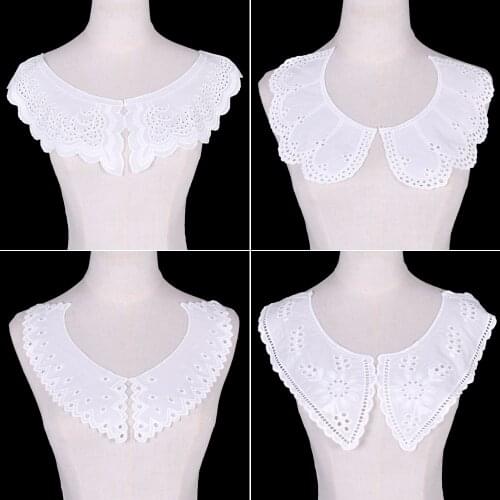1 Pair Women Cotton Lace Fake Neckline Collar Fabric Blouse Shirt Collar Lapel Blouse Women Clothes Accessories