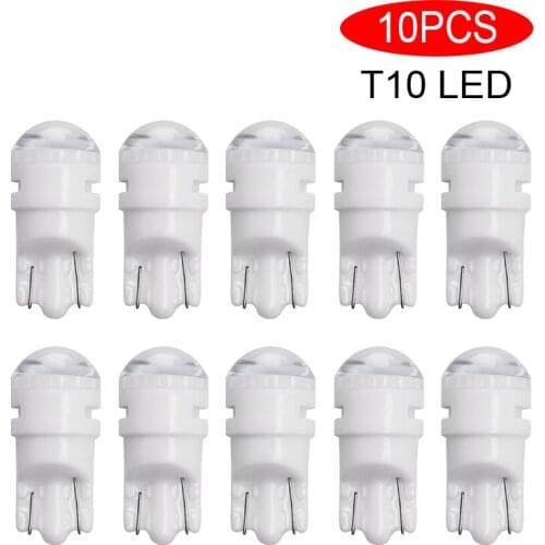 10Pcs Car Light T10 LED Ceramic W5W 194 168 3 2835-SMD Dome License Map Lamp Parking Wedge lights Auto Bulb