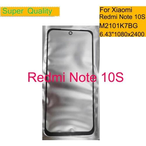 10Pcs/Lot For Xiaomi Redmi Note 10S Touch Screen Panel Front Outer Glass Lens Note 10S LCD Glass Front With OCA Glue Replacement