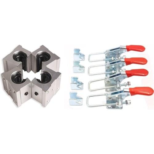 4 Pcs SBR12UU 12Mm Aluminum Linear Motion Router Bearing Block, Silver & 4 Pcs Toggle Clamp GH-40323 Heavy Duty Hand Tool Quick