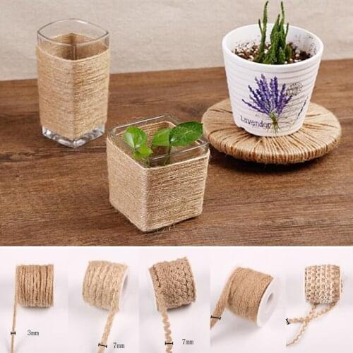 5M/Roll Natural Burlap Ribbon Jute Twine Cord For Needlework DIY Craft Supplies Wrap Gift Packing String Wedding Party Decor