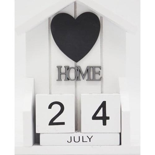 80%HOT1 Set Small House Shape Calendar Retro Wood Old Classic Style Desk Calendar Home Decoration