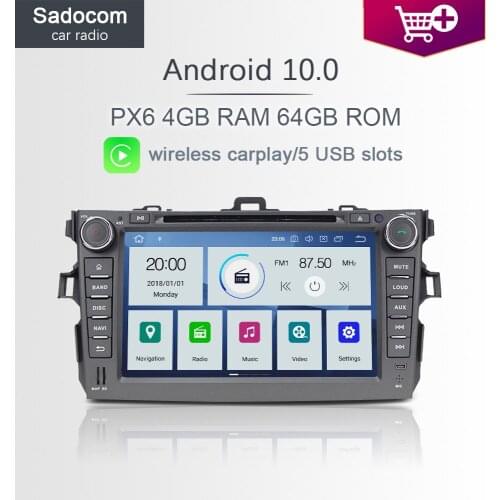 720P PX6 2din Android 10.0 Car DVD player 6 Core 64GB ROM 4GB RAM autoradio Car radio For Toyota Corolla 2006 - 2009 2010 2011