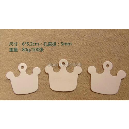 Free shipping stock blank crown 300 gsm white hang tag/baking price tag/DIY gift packing labels/clothing hang tag 400 pcs a lot