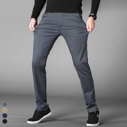 New Oversized 42 44 46 Men Classic Business Casual Pants Four-color Stretch Straight Slim Fit Office Social Cargo Pants Trousers