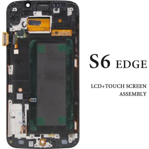 For Samsung S6 edge LCD with Frame White Blue Gold Green Tested AMOLED Touch Assembly G925F LCD