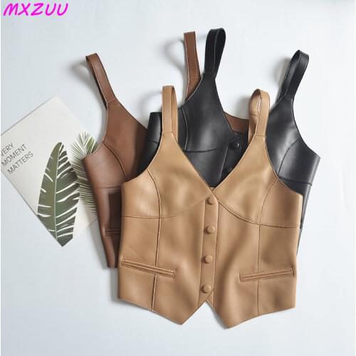 Traf Spring Autumn Veste Sans Manche Femme Cuero Genuino Jackets Women Sheepskin Slim Coat Short Show Thin Vest Trend Waistcoat