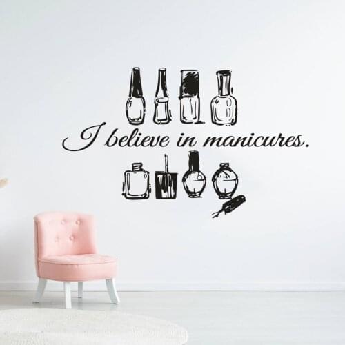 Nails Manicures Quote Wall Sticker Nail Studio Wall Window Décor Manicure Tools Sketch Vinyl Decal Nail Design Mural AZ917