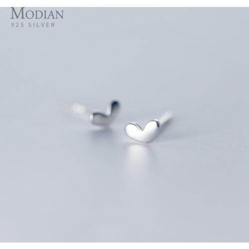 Modian 2021 New Simple Tiny Sweet Clear Hearts Stud Earrings 925 Sterling Silver Cute Charm Korean Jewelry For Women Jewelry
