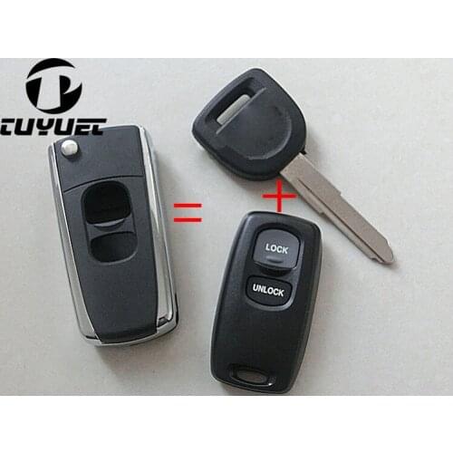 2 Buttons Modified Flip Folding Remote Key Shell Fob Case Fit For Mazda M3, M6 Car Key Cover Housing