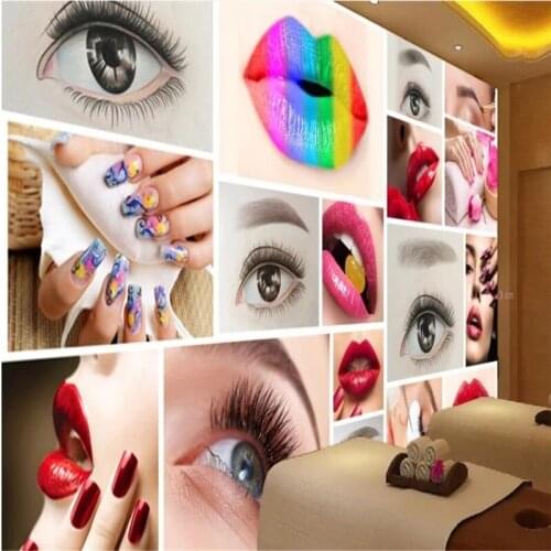 Fashion Beauty Salon Semi Permanent Makeup Nail Shop Background Wallpaper Mural 3D Beauty Studio Industrial Decor Wall Paper 3D