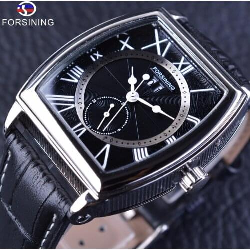 Forsining Roman Design Shanghai Mechanical Movement Genuine Leather Strap Waterproof Mens Automatic Watches Top Brand Luxury